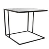 Modern Plant Stand Side Table Set of 2, Square Marble Stackable Black Metal By Casagear Home