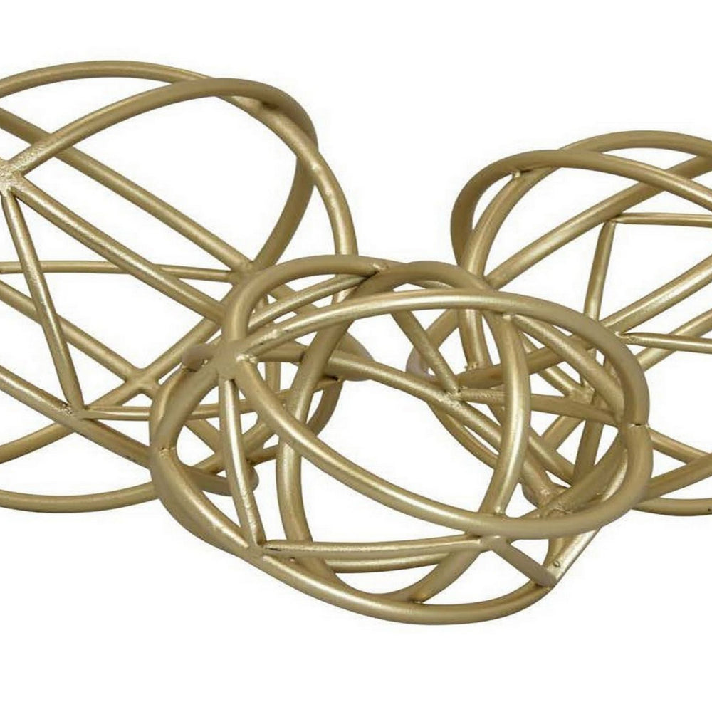 Modern Tabletop Decor Orb Set of 3, Accent Piece Accessories, Gold Metal By Casagear Home