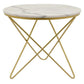 24 Inch Modern Plant Stand Side Table Round Marble Display Gold Metal By Casagear Home BM315703