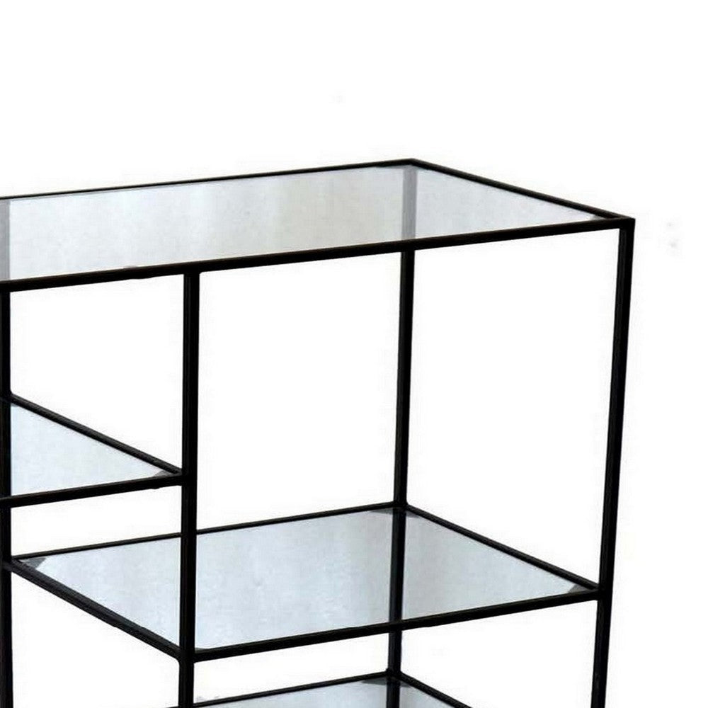 35 Inch Plant Stand Console Table 4 Shelves Rectangular top Black Metal By Casagear Home BM315705