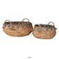 Decorative Storage Basket Set of 2, Handwoven Water Hyacinth Fiber, Brown By Casagear Home