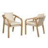 Ann 26 Inch Outdoor Dining Chair Set of 2, Gray, Brown Wood, Ivory Olefin By Casagear Home