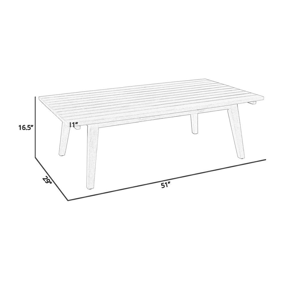Ann 51 Inch Outdoor Patio Coffee Table Natural Eucalyptus Wood Slatted By Casagear Home BM315713