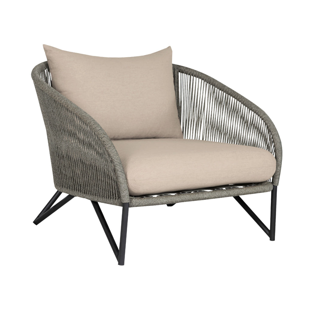 Jax 35 Inch Outdoor Patio Accent Chair Gray Rope Frame Olefin Cushions By Casagear Home BM315714