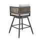 Piper 26 Inch Outdoor Swivel Counter Stool Chair Rope Woven Gray Cushions By Casagear Home BM315716