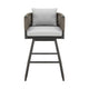Piper 30 Inch Outdoor Swivel Barstool Chair Rope Woven Gray Cushions By Casagear Home BM315717