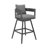 Enya 26 Inch Outdoor Swivel Counter Stool Chair Gray Aluminum Cushions By Casagear Home BM315718