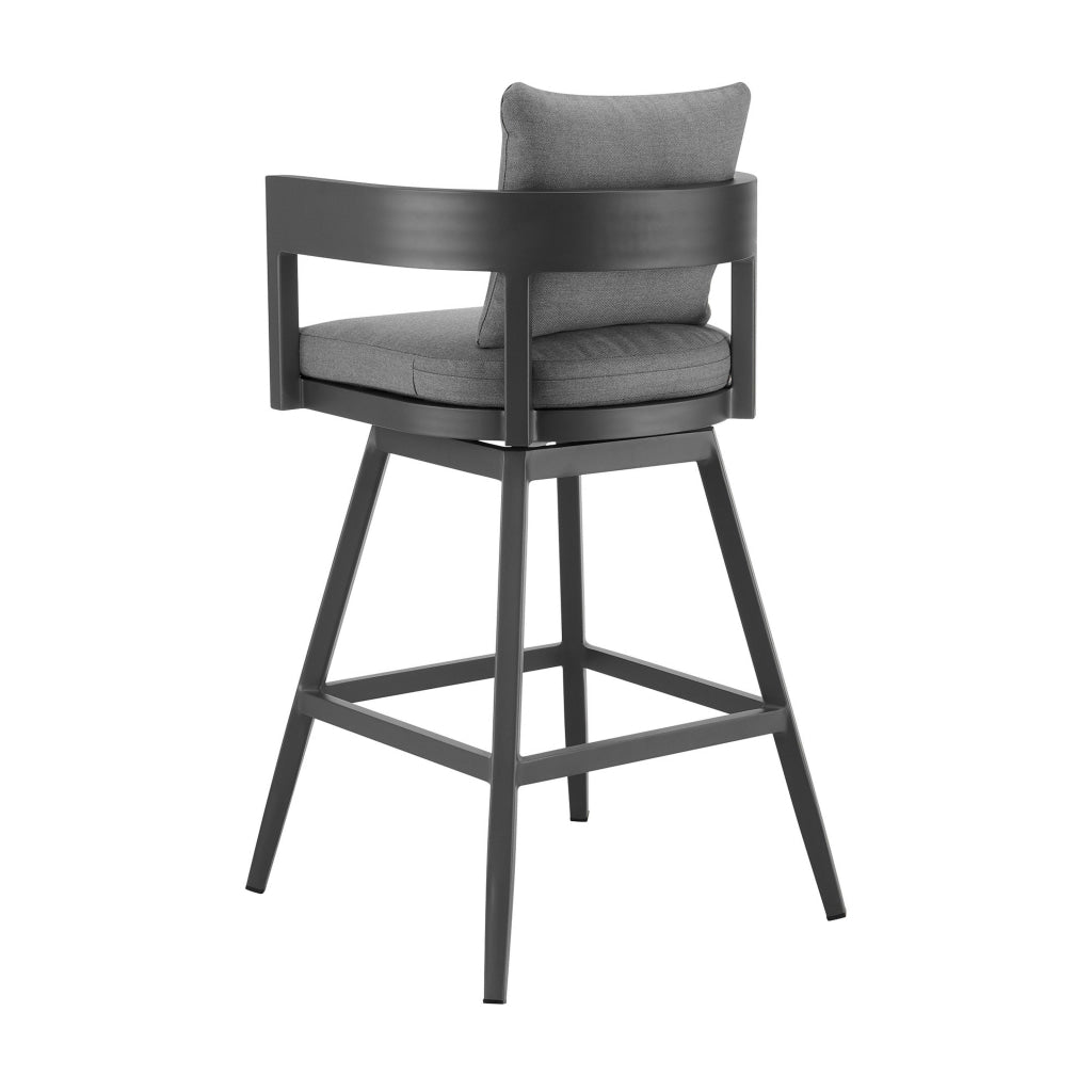 Enya 26 Inch Outdoor Swivel Counter Stool Chair Gray Aluminum Cushions By Casagear Home BM315718