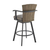 Luna 26 Inch Outdoor Swivel Counter Stool Chair Rustic Teak Wood Black By Casagear Home BM315720