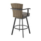 Luna 30 Inch Outdoor Swivel Barstool Chair Rustic Teak Wood Black By Casagear Home BM315721