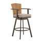 Luna 30 Inch Outdoor Swivel Barstool Chair Rustic Teak Wood Brown By Casagear Home BM315723