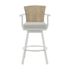 Luna 26 Inch Outdoor Swivel Counter Stool Chair Rustic Teak Wood White By Casagear Home BM315724