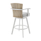 Luna 26 Inch Outdoor Swivel Counter Stool Chair Rustic Teak Wood White By Casagear Home BM315724