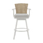 Luna 30 Inch Outdoor Swivel Barstool Chair Rustic Teak Wood White By Casagear Home BM315725