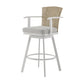 Luna 30 Inch Outdoor Swivel Barstool Chair Rustic Teak Wood White By Casagear Home BM315725