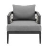Hosa 30 Inch Outdoor Patio Armchair Sleek Aluminum Frame Gray Woven Rope By Casagear Home BM315726