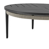 Hosa 42 Inch Outdoor Coffee Table, Black Round Slatted Top, Gray Rope Apron By Casagear Home