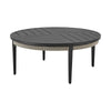Hosa 42 Inch Outdoor Coffee Table, Black Round Slatted Top, Gray Rope Apron By Casagear Home