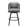 Hosa 30 Inch Outdoor Swivel Barstool Chair Gray Aluminum Woven Rope By Casagear Home BM315735