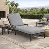 Hosa 83 Inch Outdoor Adjustable Chaise Lounger, Aluminum, Gray Woven Rope By Casagear Home