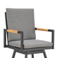 Razi 26 Inch Outdoor Swivel Counter Stool Chair Black Metal Gray Cushions By Casagear Home BM315737