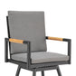 Razi 30 Inch Outdoor Swivel Barstool Chair, Black Aluminum, Gray Cushions By Casagear Home