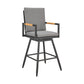 Razi 30 Inch Outdoor Swivel Barstool Chair Black Aluminum Gray Cushions By Casagear Home BM315738