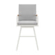 Razi 26 Inch Outdoor Swivel Counter Stool Chair White Metal Gray Cushions By Casagear Home BM315739