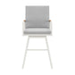 Razi 26 Inch Outdoor Swivel Counter Stool Chair White Metal Gray Cushions By Casagear Home BM315739