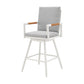 Razi 26 Inch Outdoor Swivel Counter Stool Chair White Metal Gray Cushions By Casagear Home BM315739