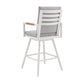 Razi 26 Inch Outdoor Swivel Counter Stool Chair White Metal Gray Cushions By Casagear Home BM315739