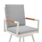 Razi 30 Inch Outdoor Swivel Barstool Chair White Aluminum Gray Cushions By Casagear Home BM315740