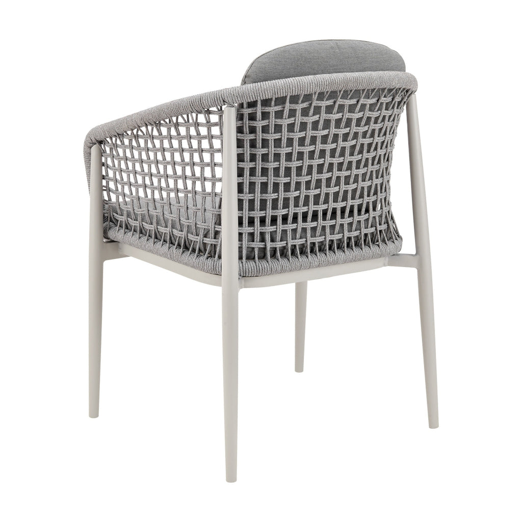 Rue 24 Inch Outdoor Patio Armchair Set of 2 Mesh Woven Rope Gray Frame By Casagear Home BM315742