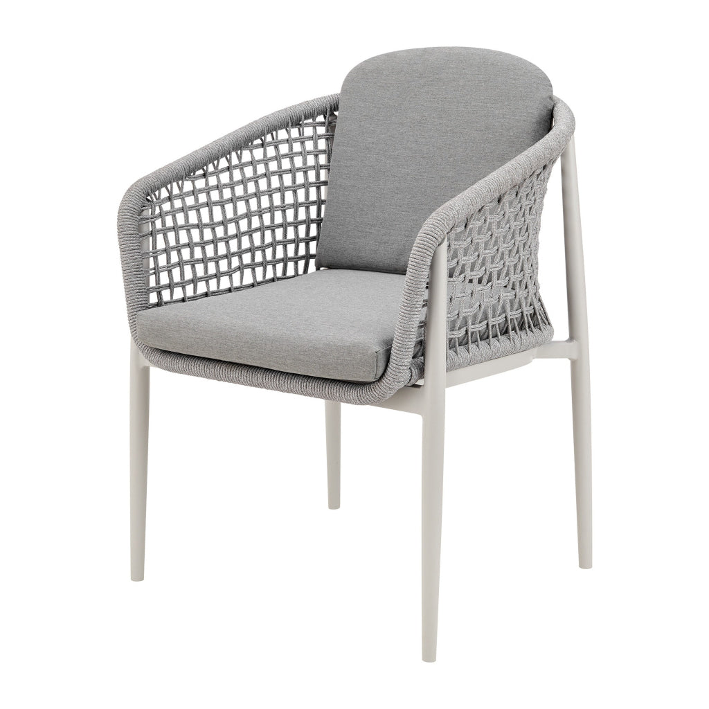 Rue 24 Inch Outdoor Patio Armchair Set of 2 Mesh Woven Rope Gray Frame By Casagear Home BM315742