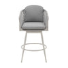 Rue 27 Inch Outdoor Swivel Counter Stool Chair Mesh Woven Rope Gray Metal By Casagear Home BM315743