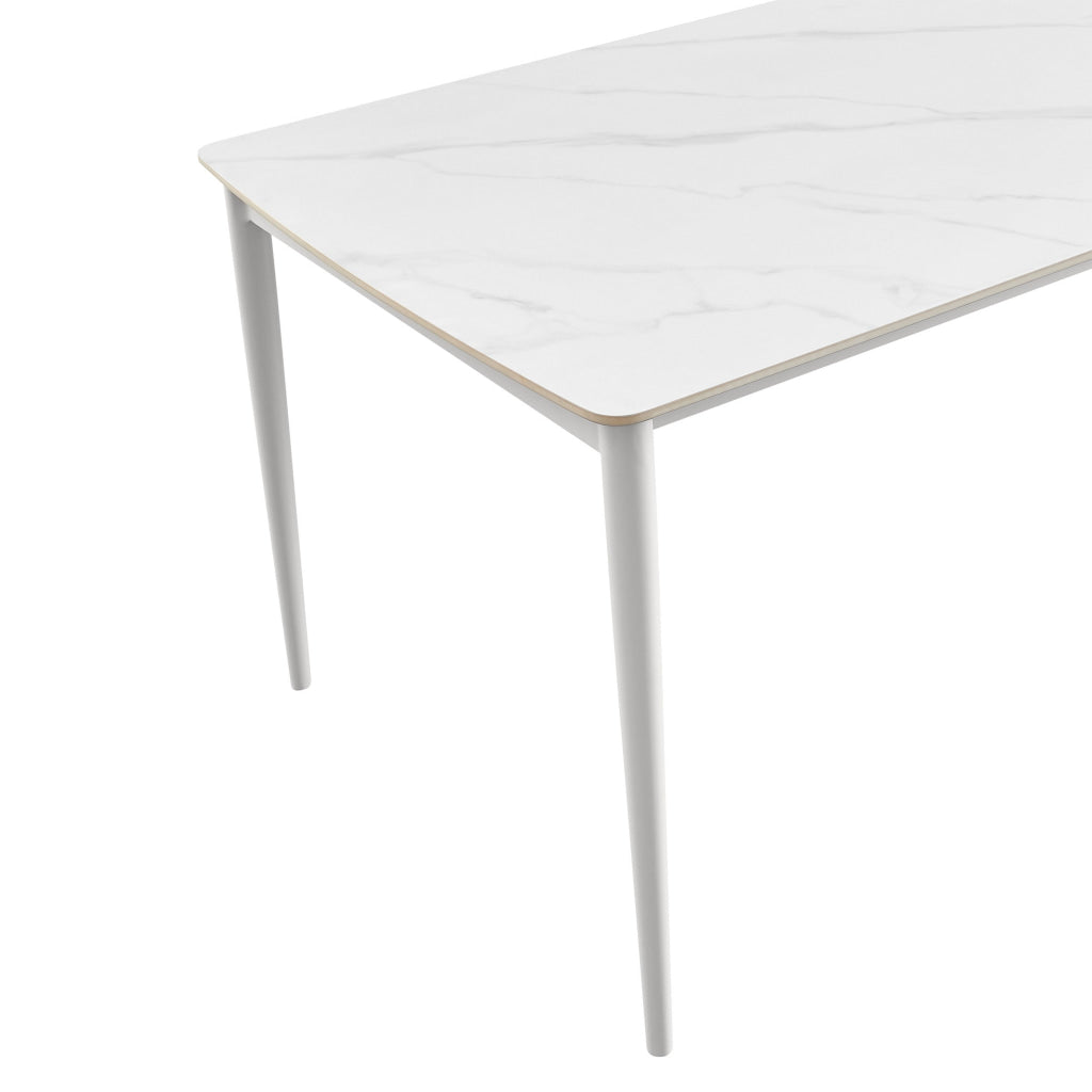 Rue 71 Inch Outdoor Patio Dining Table Sintered Stone Top White Frame By Casagear Home BM315746