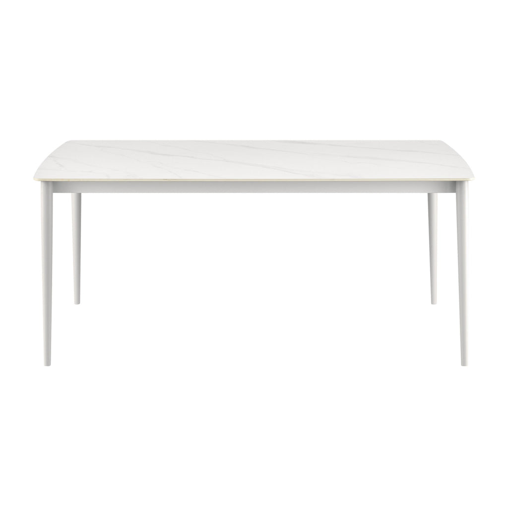 Rue 71 Inch Outdoor Patio Dining Table Sintered Stone Top White Frame By Casagear Home BM315746