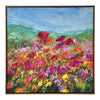 37 x 37 Handcrafted Wall Art Poppies Hillside on Framed Canvas, Gold Red By Casagear Home