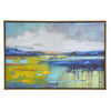 25 x 37 Handcrafted Wall Art Sunset Calm Water Framed Canvas Gold Yellow By Casagear Home BM315751