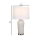 25 Inch Table Lamp Rattan Woven White Linen Shade Brushed Silver Accents By Casagear Home BM315760