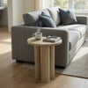Hazel 18 Inch Round Side Table with 3 Pillar Legs | Handcrafted Mango Wood | Organic Natural Brown