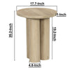 Hazel 18 Inch Round Side Table with 3 Pillar Legs | Handcrafted Mango Wood | Organic Natural Brown