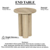 Hazel 18 Inch Round Side Table with 3 Pillar Legs | Handcrafted Mango Wood | Organic Natural Brown
