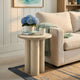 Hazel 18 Inch Round Side Table with 3 Pillar Legs | Handcrafted Mango Wood | Organic Natural Brown