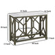 Agas 41 Inch Sofa Console Table, White Genuine Marble Top, Sandblasted Washed Ash Gray Mango Wood Geometric Frame