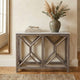 Agas 41 Inch Sofa Console Table, White Genuine Marble Top, Sandblasted Washed Ash Gray Mango Wood Geometric Frame