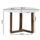Fina 48 Inch Round Dining Table, White Genuine Marble Top, Natural Brown Mango Wood 3 Leg Sled Base