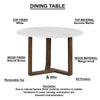 Fina 48 Inch Round Dining Table, White Genuine Marble Top, Natural Brown Mango Wood 3 Leg Sled Base