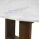 Fina 38 Inch Round Coffee Table, White Genuine Marble Top, Natural Brown Mango Wood 3 Leg Sled Base