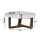 Fina 38 Inch Round Coffee Table, White Genuine Marble Top, Natural Brown Mango Wood 3 Leg Sled Base